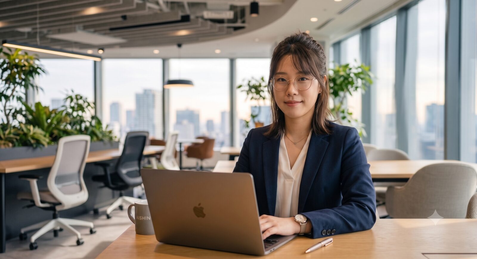 佐藤がオフィスで作業する様子